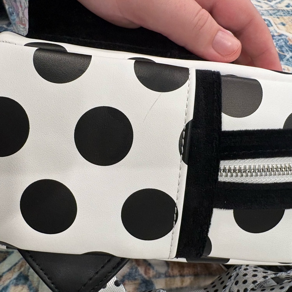 Loungefly Minnie Black and White Polka Dot Backpack - Picture 2 of 5
